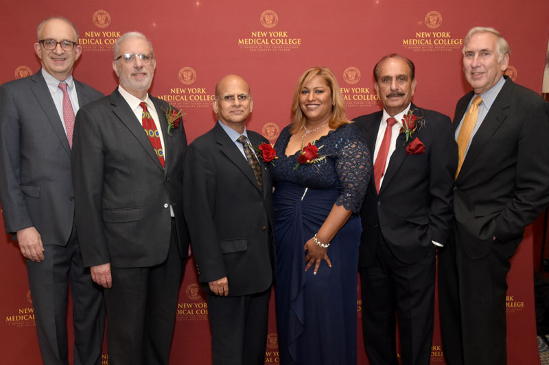 Alan Kadish, M.D., Joseph Popack, Chitti R. Moorthy, M.D., Cristina Contreras, L.M.S.W., M.P.A., FABC, Brij M. Singh Ahluwalia, M.D., GME ’72, and Edward C. Halperin, M.D., M.A.