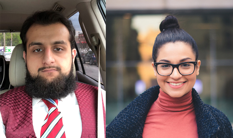 Saqlain Javed, left, M.S. candidate, and Stella Iskandarian, SOM Class of 2023 Side by Side Headshot