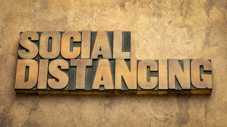 Image shows the following words: Social Distance 
