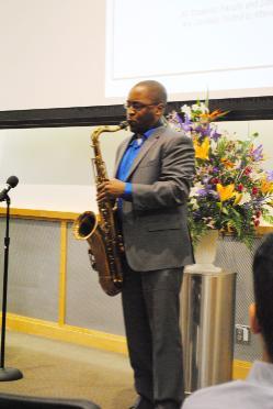 Maxwell Nwaru playing the saxophone
