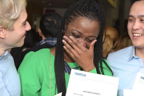 a graduating student exited and overwhelmed by her Match results